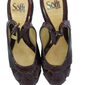 Sofft  Callan Dark Brown Patent Slingback Sandal Women's Size 7 1/2